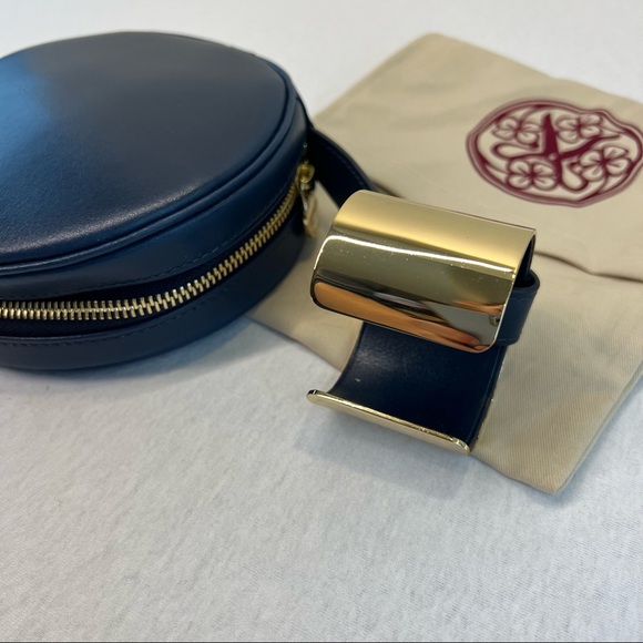 Perrin Leather Wristlet with Gold Hardware Blue - Picture 2 of 7